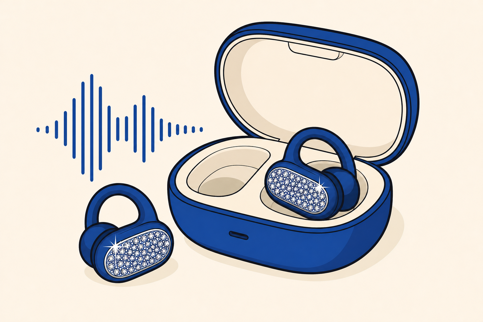 Ilustración de Los Moto Buds Loop con cristales Swarovski bajan de precio en Amazon México